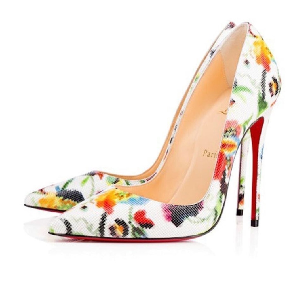 SOLD!! Christian Louboutin Mosaic White Floral Pigalle